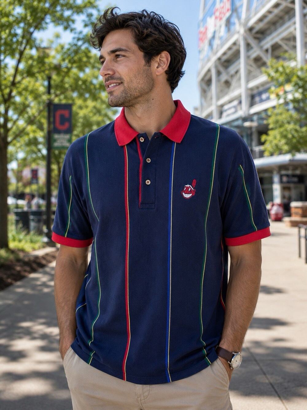 Vintage Cross Creek Cleveland Indians Chief Wahoo Polo Shirt Men’s Size Large